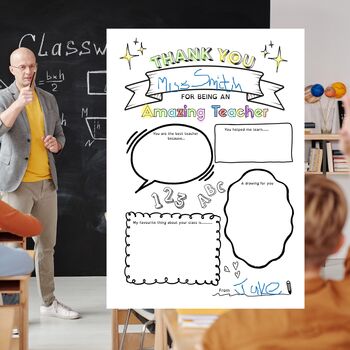 Thank You Teacher Gift Colouring Page Digital Download, 5 of 5