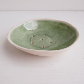 Handmade Celadon Green Pottery Soap Dish, 6 of 10