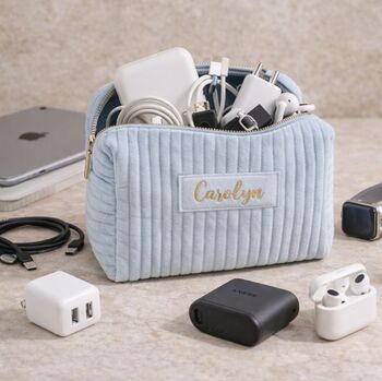 Personalised Soft Velvet Makeup Cosmetic Toiletry Bag, 4 of 7