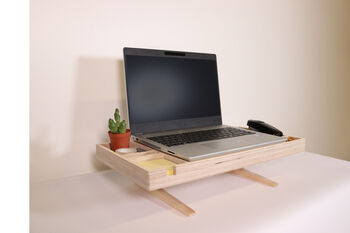 Birch Ply Desktop Screen Stand With Inbuilt Desk Tidy, 4 of 11