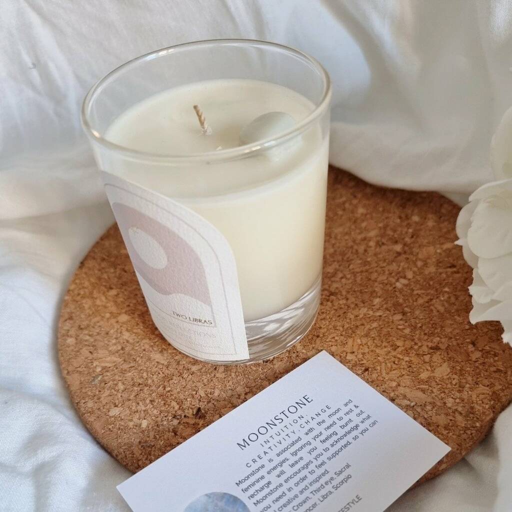 Full Moon Crystal Intention Candle By Two Libras