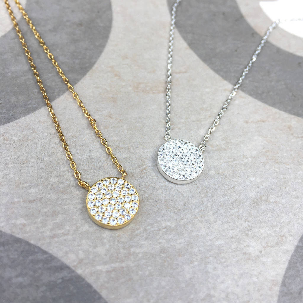 Sterling Silver Crystal Pendant Necklace By Ashiana London