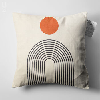 Abstract Bauhaus Geometric Ecru Cushion Cover With Orange Black, 4 of 7