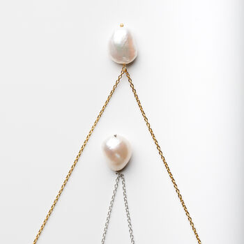 Baroque Pearl Necklace On A Gold Plated Chain, 6 of 7