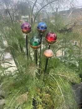 Set Of Five Colourful Glass And Copper Garden Sculptures, 2 of 11