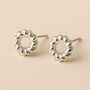 Sterling Silver Twisted Karma Circle Stud Earrings, thumbnail 1 of 5