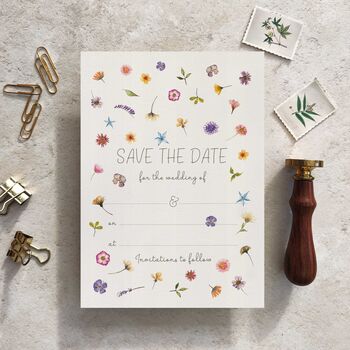 Pressed Wildflowers Ready To Write Save The Date Cards, 4 of 5