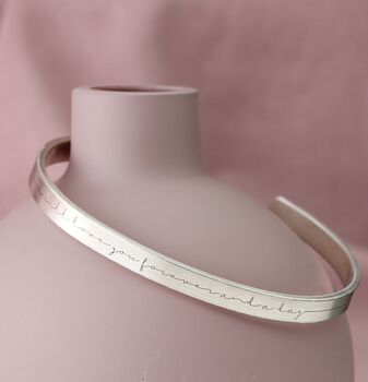 Cursive Personalised Silver Cuff Bracelet, 2 of 5