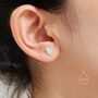 Sterling Silver Blue Opal Hamsa Hand Stud Earrings, thumbnail 4 of 11