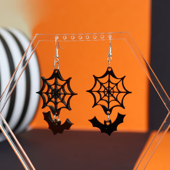 Halloween Web And Bat Earrings, 3 of 9