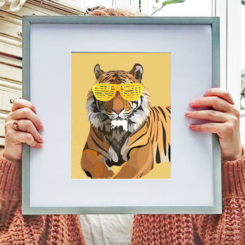 Tiger Original Artwork Print Yellow Father's Day, 3 of 4