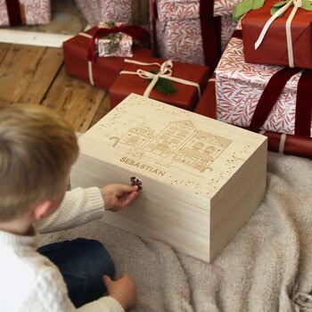 Personalised Wooden Gingerbread Christmas Eve Box, 2 of 3