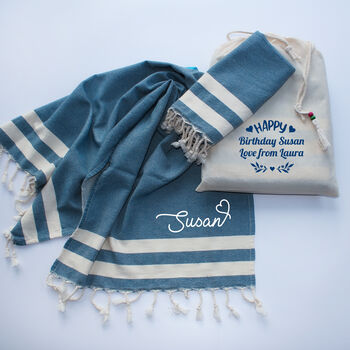 Soft Cotton Tea Towel, Personalised Christmas Gift Set For Her, 3 of 5