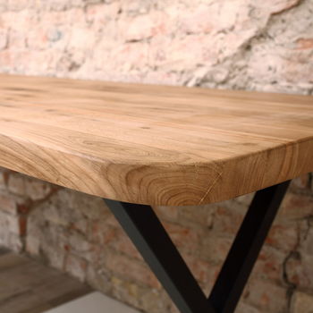 Battersea X Shaped Legs Industrial Oak Dining Table, 4 of 7