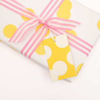 Luxury Polka Dot Wrapping Paper, Yellow, 2 of 7