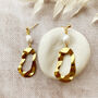 Pearl And Molten Oval Earrings, thumbnail 2 of 7