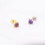Natural Amethyst Tiny Stud Earrings In Sterling Silver, thumbnail 3 of 12