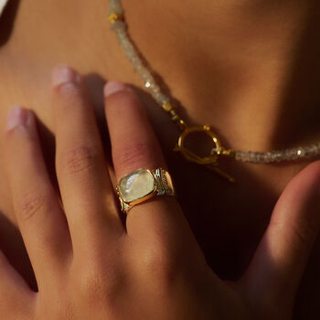 Latia Prehnite Ring Gold And Silver Ring, 4 of 5