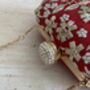 Red Raw Silk Oval Pearl Clutch Bag, thumbnail 10 of 10