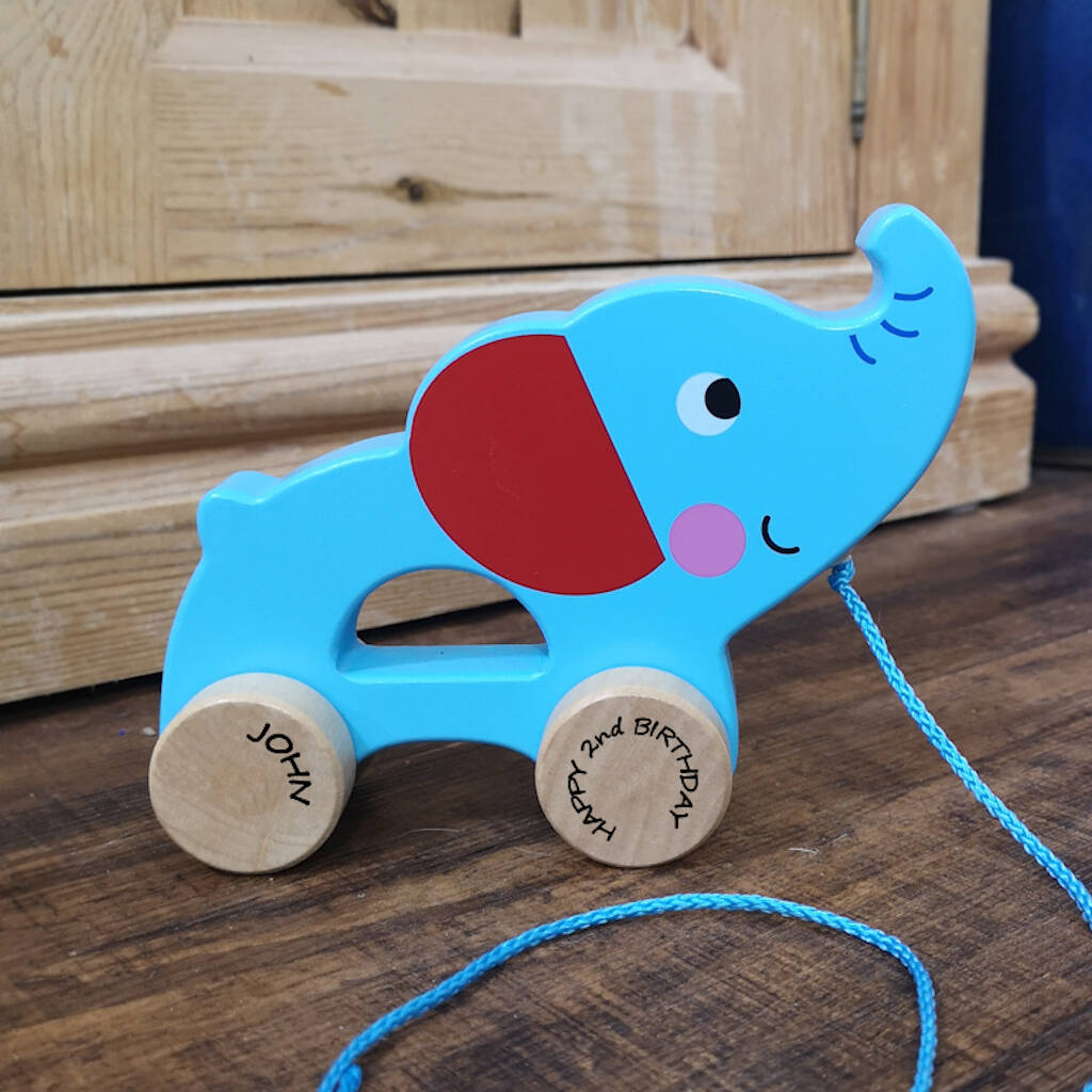personalised wooden pull along toy