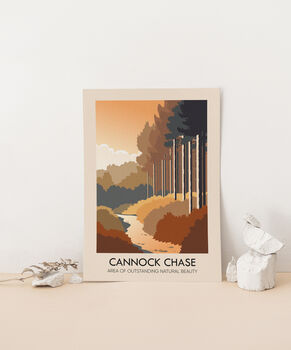 Cannock Chase Aonb Travel Poster Art Print, 3 of 8