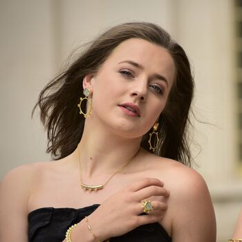 Black Spinel And Raw Aquamarine Earrings, 2 of 5