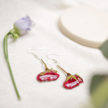 Romantic Rose Pressed Flower Earrings, 5 of 12