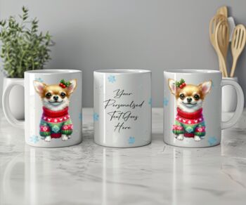 Personalised Chihuahua In Christmas Jumper Mug, 2 of 2
