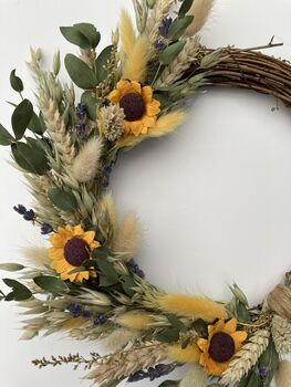 Small Dried Flower Sunflower Wreath, 3 of 4