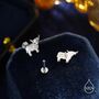 Sterling Silver Small Pair Of Highland Cow Internally Threaded Flat Back Earrings, thumbnail 5 of 10