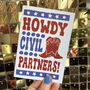 Cowboy Howdy Civil Partnership Congratulations Card, thumbnail 5 of 5