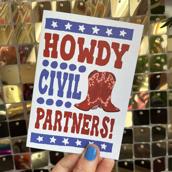 Cowboy Howdy Civil Partnership Congratulations Card, 5 of 5