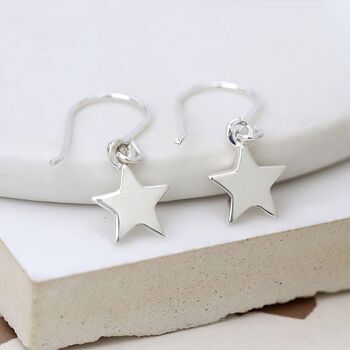 Sterling Silver Star Drop Earrings, 4 of 11
