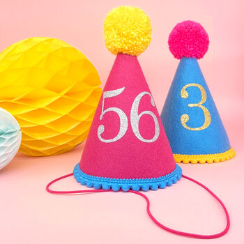 Colourful Felt Any Age Birthday Party Hat, 2 of 4