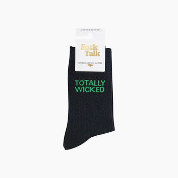 Totally Wicked Combed Cotton Glitter Socks In Black, 4 of 4