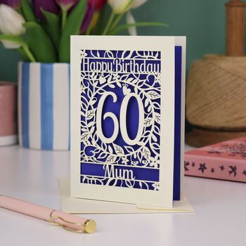 Personalised 60th Birthday Card Papercut Flower Design, 7 of 8