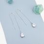 Sterling Silver Pear Cut Cz Droplet Threader Earrings, thumbnail 3 of 11
