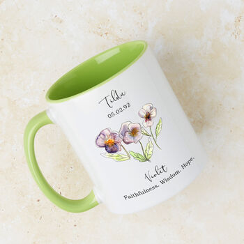 Birth Flower Personalised Water Colour Mug, 3 of 12