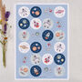 Space Stickers, Children's 24 Sticker Sheet With Astronaut Outer Space Design, thumbnail 2 of 2