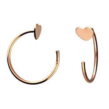 Dainty 18ct Rose Gold Heart Pull Through Earrings, 3 of 5