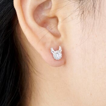 Reindeer Christmas Cz Sparkly Stud Earrings, 4 of 6