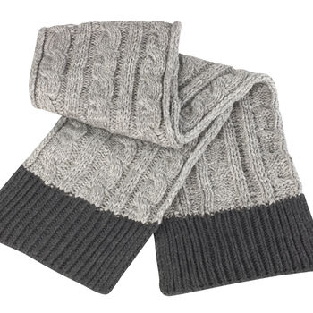Grey Cable Knit Scarf And Hat Set, 2 of 3
