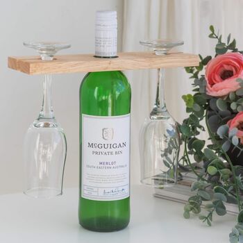 Personalised Wooden Double Wine Glass Holder, 2 of 3