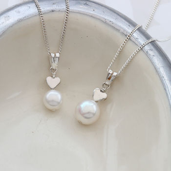 Mama Et Moi White Pearl Pendants With Heart, 11 of 12