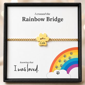 Personalised Dog Memorial Bracelet Paw Print Rainbow Bridge, 3 of 10