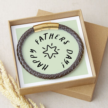 Mens Personalised Best Dad Ever Round Braided Leather Bracelet, 2 of 9