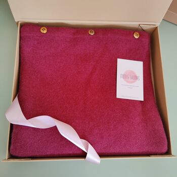 Rosewood Red 100% Cashmere Button Poncho Gift Boxed, 2 of 6