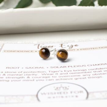 Tiger's Eye Sterling Silver Studs, Confidence, 3 of 5