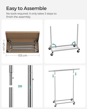 Heavy Duty Clothes Rack With Extendable Rail, 10 of 12