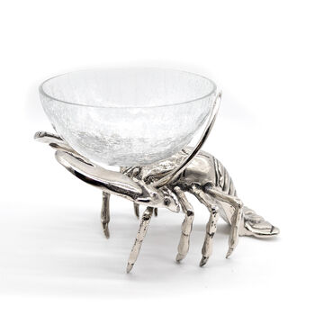 Lobster With Large Crackle Glass Bowl, 2 of 2